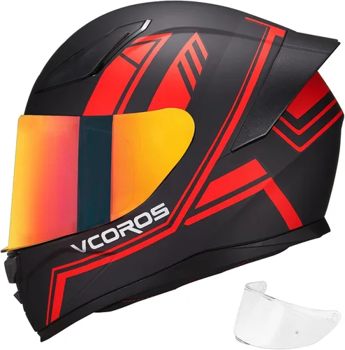 Miniatura 10 de VCOROS Casco integral para motocicleta, unisex, para adultos, aprobado por DOT, WS-609, casco de carreras de moto de calle