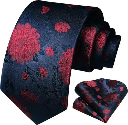 Miniatura 80 de Corbatas florales tejidas clásicas para hombre, corbata cuadrada de bolsillo, corbatas formales para hombres, boda con pañuelo