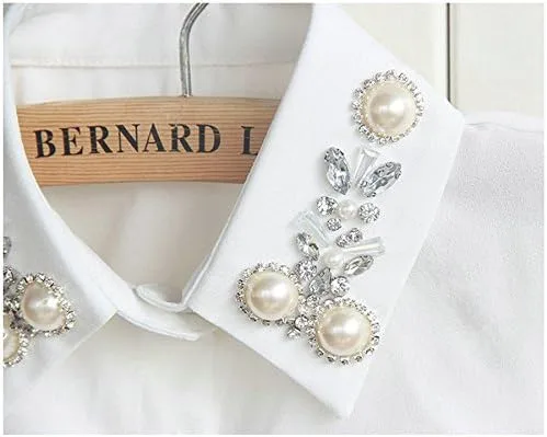 Miniatura 2 de Cuello falso con pechera, media camisa Joyci con diamantes y perlas falsos