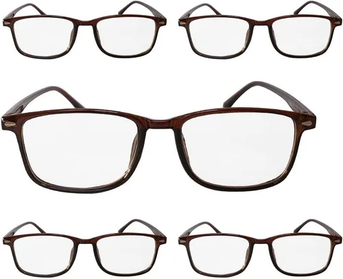 Miniatura 4 de Paquete de 5 pares de anteojos de lectura de aspecto clásico, cómodos, ligeros, flexibles para hombres y mujeres