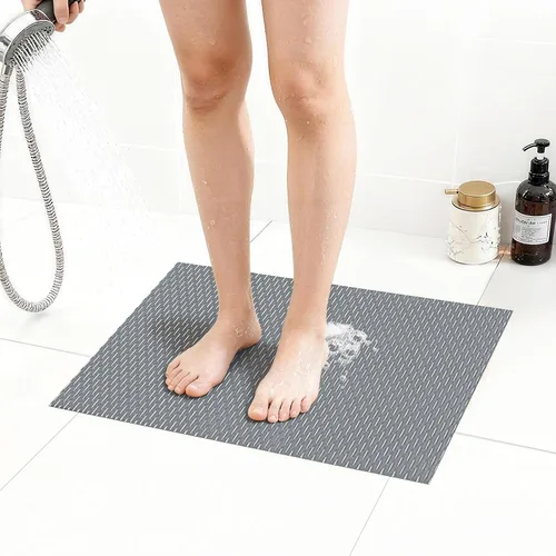 Miniatura 20 de Alfombrilla de ducha extra grande antideslizante, alfombrilla de baño de PVC de secado rápido y para bañera, diseño con agujeros de drenaje