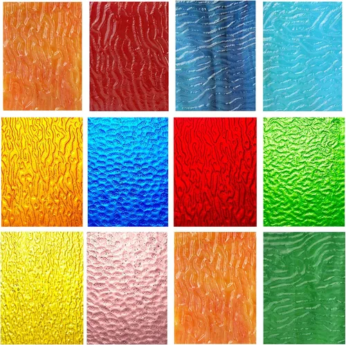 Miniatura 15 de Lanyani Paquete de 10 hojas variadas de vitrales, azulejos de mosaico de vidrio catedral grandes de 4 x 6 pulgadas para manualidades, colores mixtos