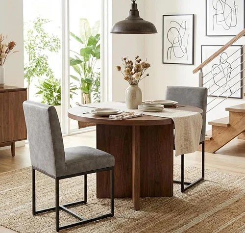 Miniatura 27 de Shunzhi Juego de 2 sillas de comedor modernas tapizadas de cuero PU, sillas de comedor de mediados de siglo, sillas laterales sin brazos, cómodas