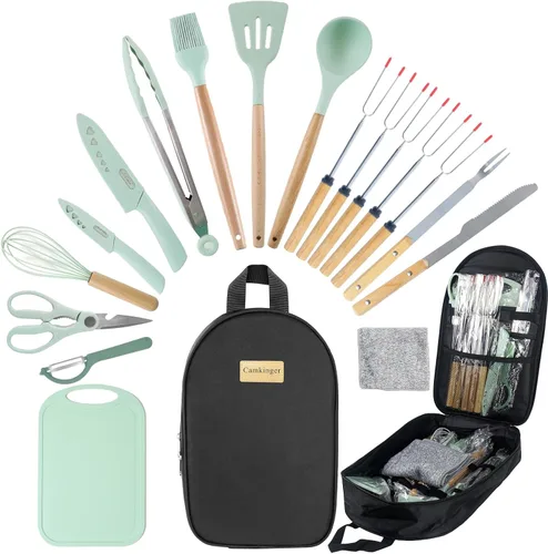 Miniatura 9 de Accesorios de camping, juego de utensilios de cocina, juego de utensilios de cocina portátiles para campamento al aire libre, equipo esencial