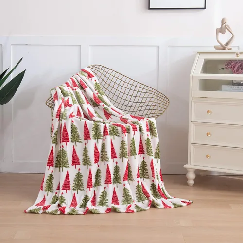 Miniatura 4 de Elegant Comfort Manta de terciopelo de lujo súper suave con estampado navideño, decoración del hogar, manta cálida y acogedora para ropa de cama