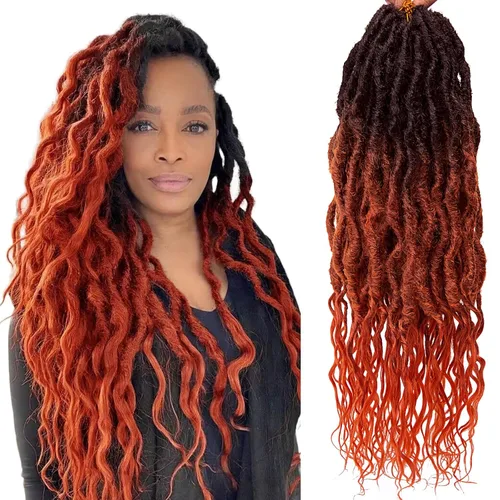 Miniatura 26 de Rastas sintéticas de ganchillo trenzadas, trenzas bohemias de 24 pulgadas, rastas sintéticas ombré, cabello trenzado afro rastas 1B