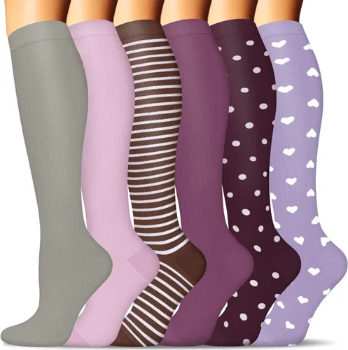 Miniatura 57 de SunFeeling - Calcetines de compresión para mujeres y hombres, 6 pares, brinda soporte a enfermeras, al correr, practicar atletismo y deportes
