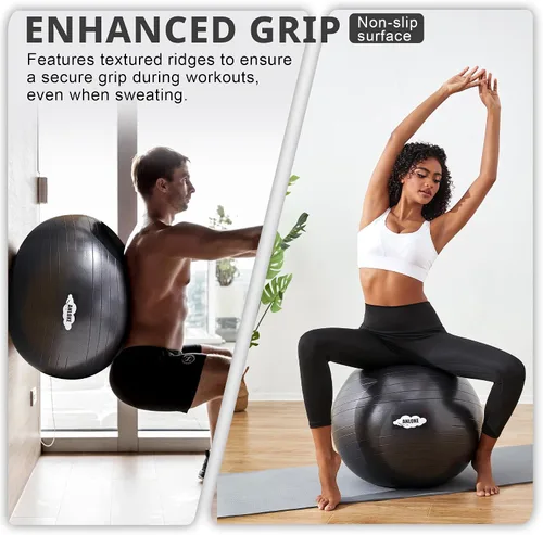 Miniatura 5 de ANLOKE Pelota de ejercicios de yoga para fitness y equilibrio, silla de estabilidad antiestallido, parto para embarazo, gimnasio de PVC no tóxico