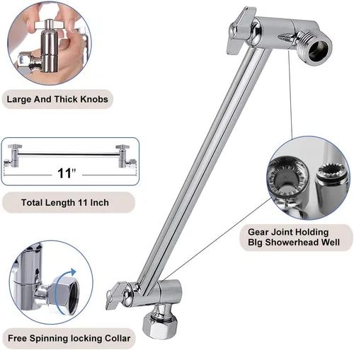 Miniatura 5 de Cabezal de ducha cuadrado grande de acero inoxidable de alta presión con brazo de ducha, cascada, cobertura de cuerpo completo, fácil de limpiar e
