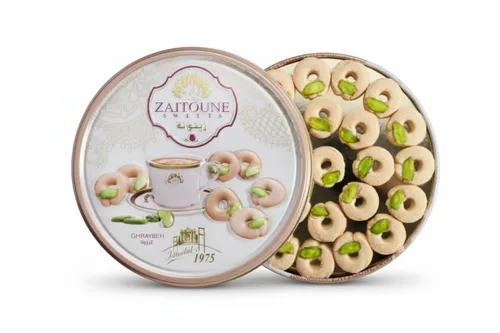 Miniatura 11 de Zaitoune Galletas Barazek - 8.82 oz Lujosas galletas crujientes de sésamo y pistacho hechas a mano en Turquía Hermosa lata de regalo