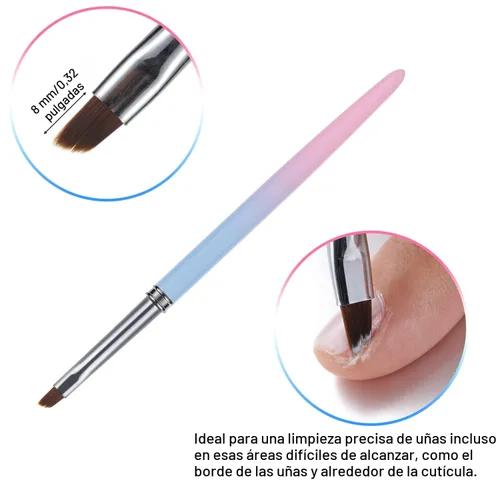 Miniatura 3 de Cepillos de limpieza de uñas, cepillos de uñas para limpiar errores de esmalte en las cutículas, cepillo de uñas resistente a acetona, cepillos