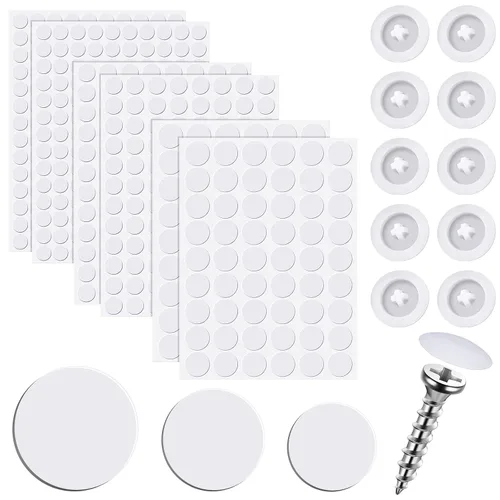 Miniatura 10 de Eersida 100 piezas de tapas para tornillos autoperforantes de plástico y 580 piezas de pegatinas autoadhesivas para cubrir agujeros de tornillos
