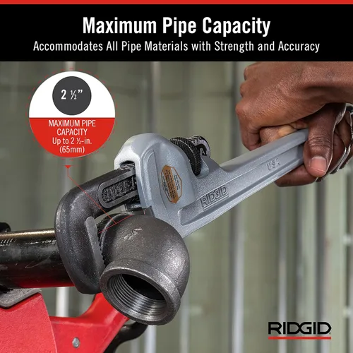 Miniatura 7 de RIDGID 31642 Modelo 152 Cortador de tubos de acción rápida (1/4 pulgadas a 2-5/8 pulgadas) + llave de tubo recta de aluminio RIDGID 31100 modelo 818