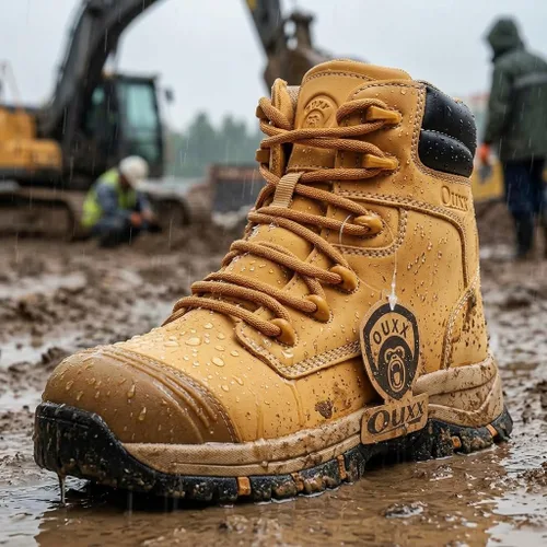 Miniatura 3 de Botas de trabajo para hombre, zapatos con punta de acero y cremallera lateral, resistentes al agua, antideslizantes, a prueba de pinchazos (OX2720)
