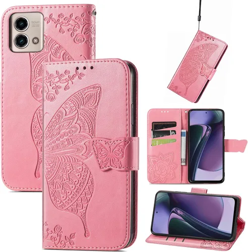 Miniatura 11 de GYHOYA Funda tipo cartera compatible con Moto G Stylus 5G 2023 para mujer, de piel, con función atril magnético y tarjetero, funda protectora