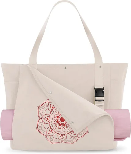Miniatura 18 de Gonex Bolsa para Esterilla de Yoga, Bolsa de Gimnasio Tipo Tote con Múltiples Bolsillos para Mujeres y Hombres, Portaesterillas de Yoga de Lona
