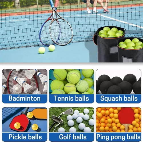 Miniatura 4 de VISEMAN Cesta portátil para pelotas de tenis para entrenamiento, transporte y almacenamiento Negro