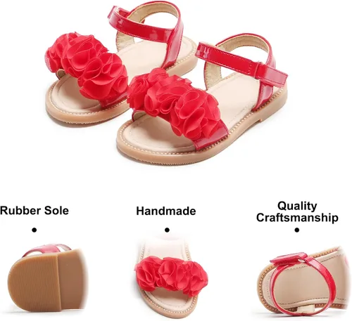 Miniatura 5 de Felix & Flora Sandalias planas de goma suave para niñas pequeñas, zapatos de verano para niña de las flores.