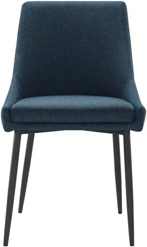 Miniatura 4 de Modway Vizconde - Sillas de comedor laterales tapizadas de tela en color negro y azul - Juego de 2