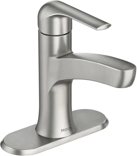 Miniatura 2 de Moen Tilson Spot Resist 84565SRN - Grifo de fregadero de baño de níquel cepillado con una manija con placa opcional, 84565SRN cepillado níquel