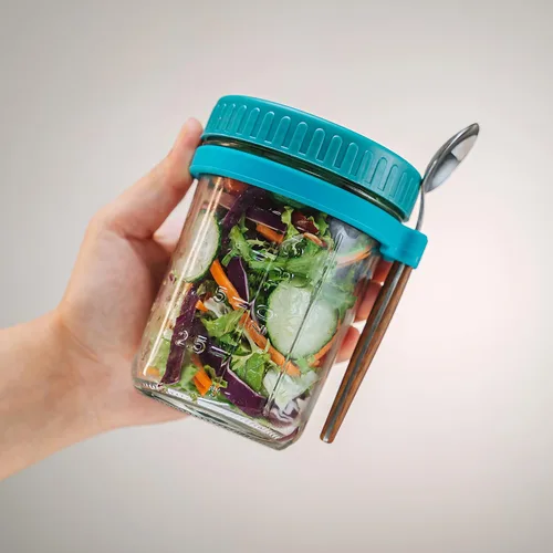 Miniatura 5 de Tarros de avena con tapa y cuchara, recipiente hermético de gran capacidad de 10 onzas con marcas de medición, tarros Mason con tapa para cereales