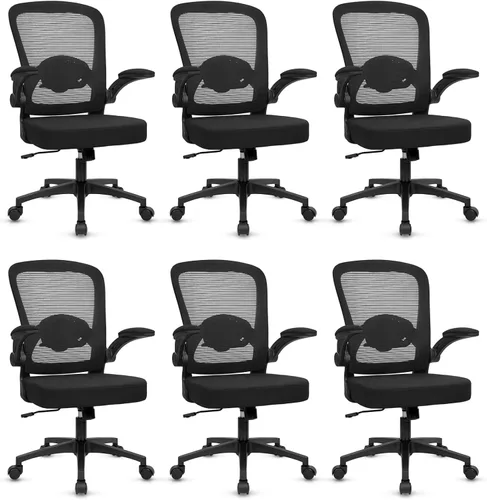 Miniatura 14 de KLASIKA Sillas de escritorio con ruedas, silla de oficina ergonómica de malla, altura ajustable y soporte lumbar giratorio, silla de oficina en casa