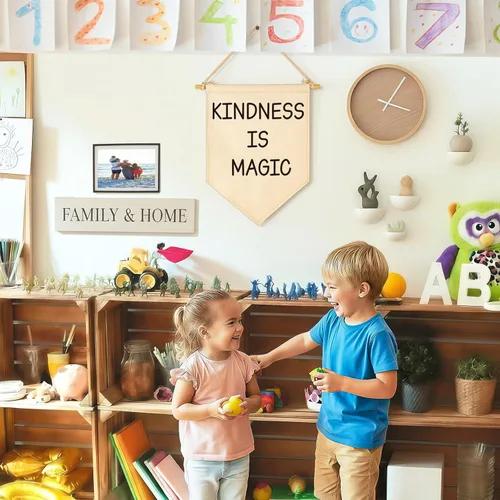 Miniatura 3 de Letrero de pared para aula, regalo para profesores, inspirador para la salud mental, bandera de pared con frase "Kindness is Magic-Positive