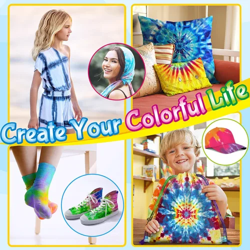 Miniatura 5 de Kit de teñido anudado para niños y adultos, juguete de artes y manualidades para niñas y niños de 6 a 12 años, kits de manualidades de teñido 25