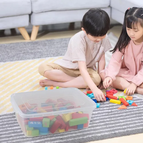 Miniatura 5 de Readsky Contenedores de almacenamiento de plástico de 14 cuartos con tapas, caja de cierre transparente, paquete de 4