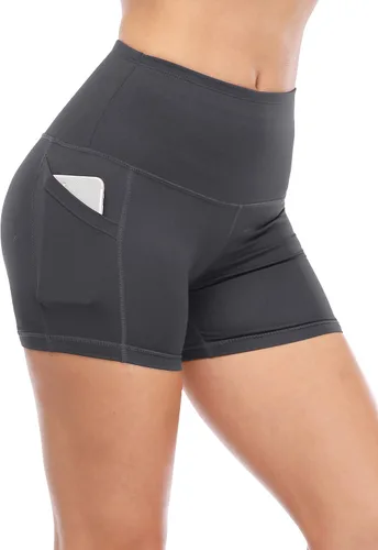 Miniatura 5 de CADMUS - Pantalones cortos deportivos de tiro alto para mujer, para yoga, acondicionamiento físico y correr, con bolsillos profundos
