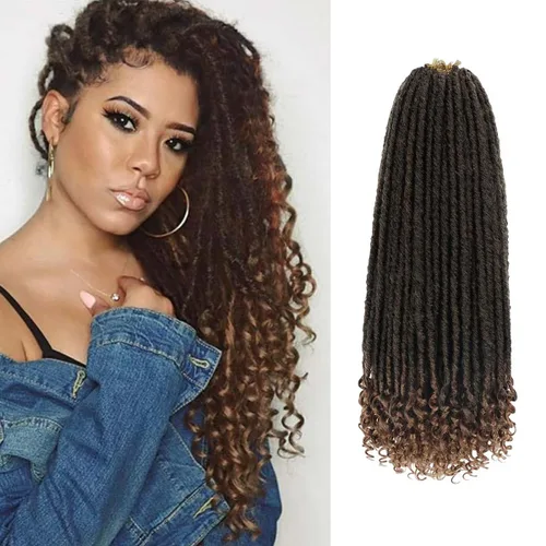 Miniatura 33 de 6 paquetes de cabello de ganchillo Goddess Locs, locs falsos rectos de 12 pulgadas para ganchillo, extensiones de cabello sintético suave rizado