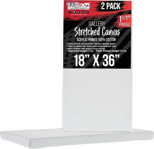 Miniatura 24 de U.S. Art Supply Lienzo estirado mediano para pintar de 12 x 48 pulgadas, profundidad de galería de 1-1/2 pulgadas de grosor, paquete de 2 – triple