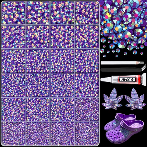 Miniatura 32 de 12000 diamantes de imitación de resina para decorar con brillantes con 3 piezas de pegamento para joyería B7000, 2 cajas de diamantes de imitación