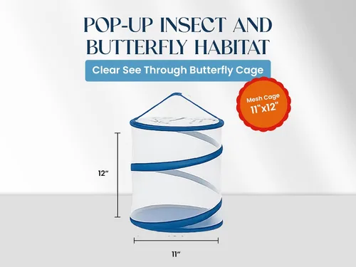 Miniatura 3 de Jaula de malla de hábitat para insectos y mariposas de 11 x 12 pulgadas, transparente