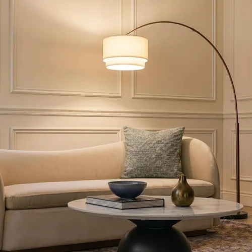 Miniatura 2 de Brightech Mason - Lámpara de pie de arco, lámpara de pie de esquina moderna con pantalla de tambor colgante única para sala de estar - Luz curva