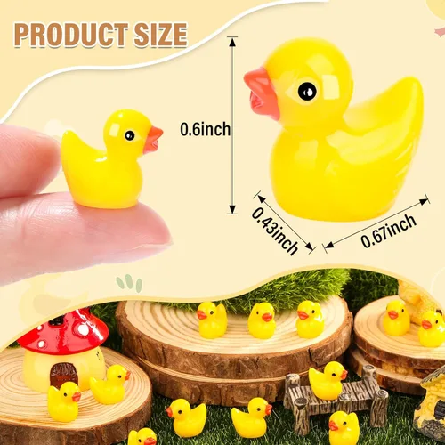 Miniatura 3 de selizo 250 mini patos de resina, pequeños patos de plástico para ocultar, pequeños dijes de pato de resina para bebés a granel para casa de muñecas