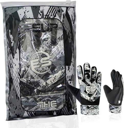 Miniatura 4 de Guantes de portero de fútbol para niños, jóvenes y adultos, guantes de portero de fútbol con doble protección para la muñeca y látex de 0.157 Negro