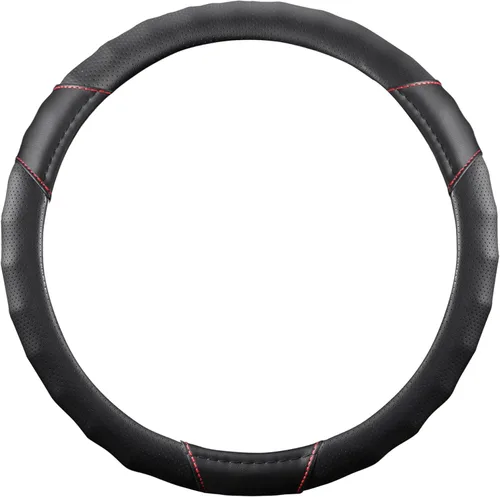 Funda para volante, universal de 15 pulgadas, protector de volante de cuero sintético antideslizante, transpirable y compatible con calefacción para