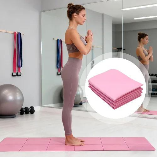 Miniatura 4 de Tapete de yoga plegable, almohadilla portátil de 72 x 24 pulgadas, antideslizante, tapete de fitness con correa de transporte y soporte de cojín