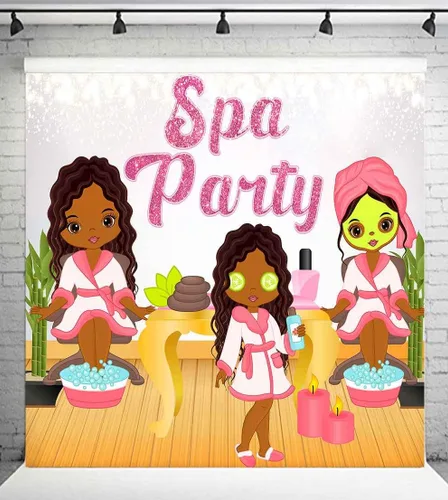 Miniatura 12 de Telones de fondo de fiesta de spa para niños para fotografía de cumpleaños 10 para niñas, fiesta de spa, día de spa, telón de fondo fotográfico