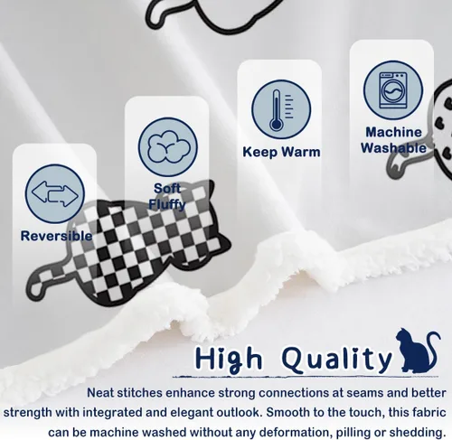 Miniatura 6 de Manta mullida de gato para mujer, manta acogedora de sherpa y gatos, lindas mantas suaves para personas amantes de los gatos, manta de felpa Kawaii