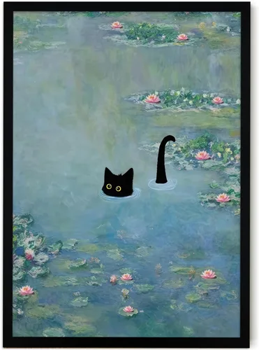 Miniatura 45 de Fantasy Artists Van Gogh - Lienzo decorativo para pared, diseño de gato negro con diseño de almendra y diseño de gato negro, pósteres de pintura al
