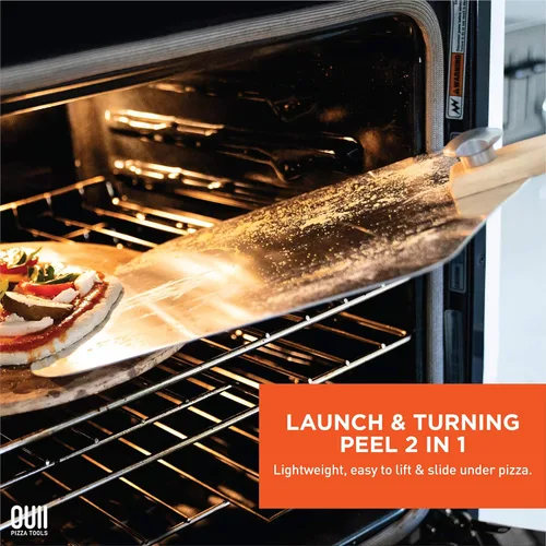 Miniatura 4 de Pala de Pizza de Aluminio Metal - 12 x 14 Pulgadas. Espátula de Pizza para Horno con Mango de Madera Plegable. Herramientas Accesorios para Horno