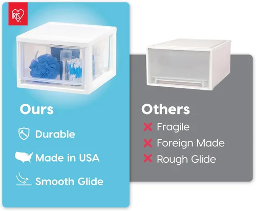 Miniatura 5 de IRIS USA Organizador de almacenamiento de cajones de plástico de 6 cuartos de galón, paquete de 2, unidad apilable con cajón deslizante