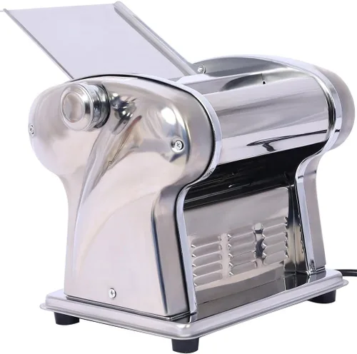 Miniatura 6 de Máquina eléctrica para hacer pasta, rodillo de fideos de acero inoxidable con motor integrado de 60 W, 8 ajustes de grosor, cortador de fideos