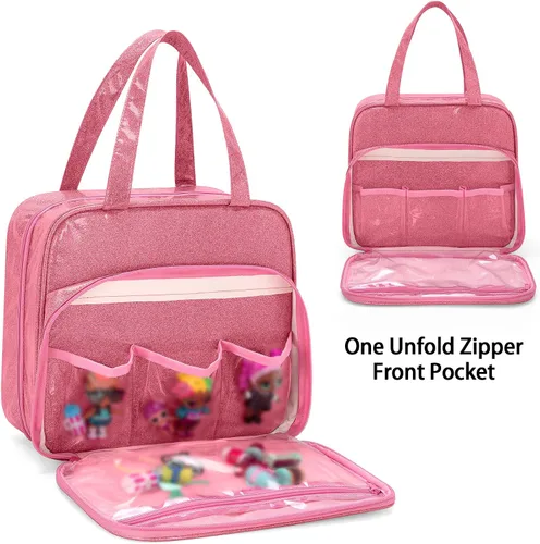 Miniatura 4 de Estuche de transporte para muñecas LoDrid compatible con todas las muñecas LOL Surprise, bolsa organizadora colgante con 6 bolsillos transparentes