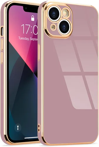 Miniatura 106 de Lafunda Diseñada para iPhone 13 Pro, fundas lujosas con chapado lindo para mujeres y niñas, elegante borde dorado, a prueba de golpes, TPU con funda