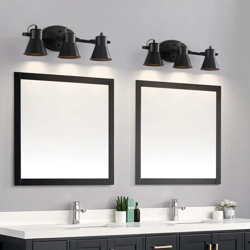 Miniatura 9 de Iluminación de pista de 2 luces para techo, lámpara de techo direccional industrial de luz puntual, lámpara de techo de montaje empotrado en negro