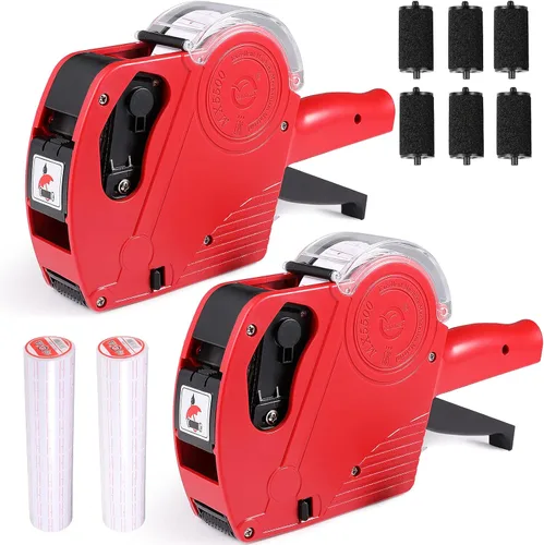 Pistola de etiquetas de precio MX5500, 2 paquetes de pistolas de precios con 10,000 etiquetas y 6 rodillos de recambio, kit de pistola de etiquetas