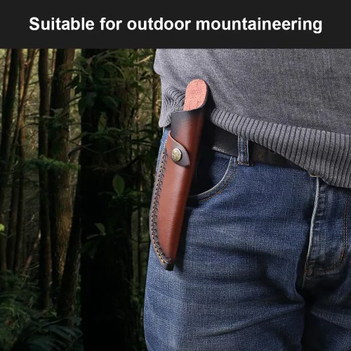 Miniatura 7 de MiOYOOW Funda de cuero para cuchillo, funda retro en relieve para cinturón para hoja de 4.7 x 1.6 pulgadas